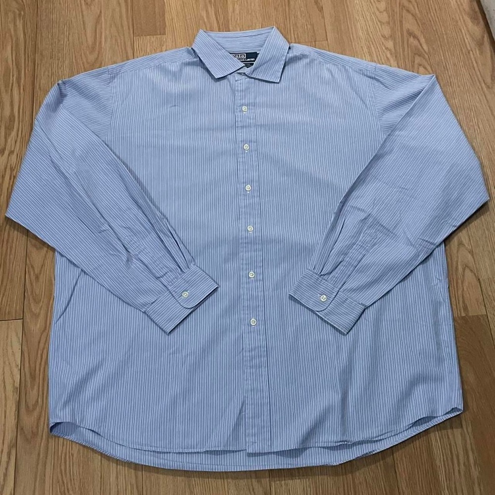 Polo Ralph Lauren Men’s XL Long Sleeve Button Down Shirt Blue Striped Westerton